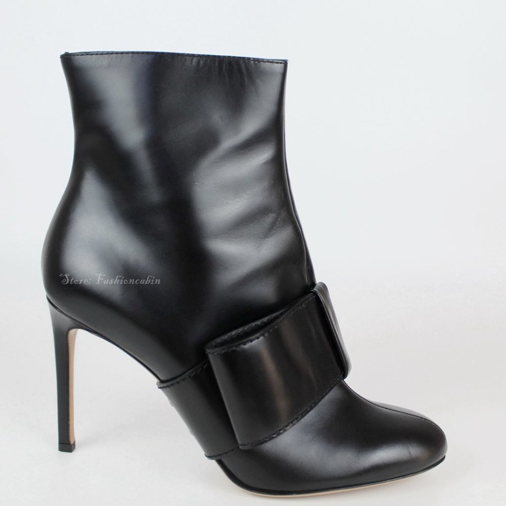 NEW VALENTINO GARAVANI Bow Leather Ankle Boot